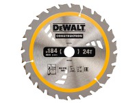 DeWalt 184mm x 20mm 24T TCT Construction Circular Saw Blade - DT1951-QZ