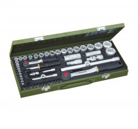 Proxxon 23040 56-Pieces Socket Set with 1/4\" and 1/2\" Ratchet