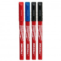 Milwaukee INKZALL Pack of 4 Ultra Fine Tip Point Pen - Assorted Colours