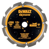 DeWalt 250mm x 30mm 12T Extreme PCD Fibre Cement Circular Saw Blade - DT1474-QZ