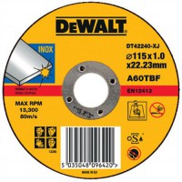 (NO LONGER AVAILABLE) DeWalt DT42240 INOX Stainless Steel Thin Cutting Discs 115mm x 1.2 x 22.2mm