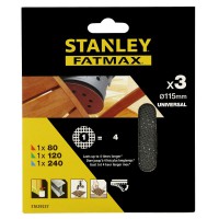 Stanley STA39237 1x 80g, 120g, 240g  Sheet, ROS 115mm Velcro Asst