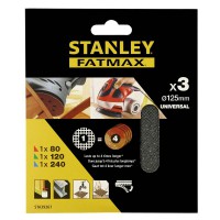 Stanley STA39267 1x 80g, 120g, 240g  Sheet, ROS ROS 125mm Velcro Asst