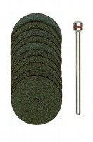 Proxxon 28810 Corundum Cutting Discs, 22 mm, 10 pcs. + arbor NO 28 810