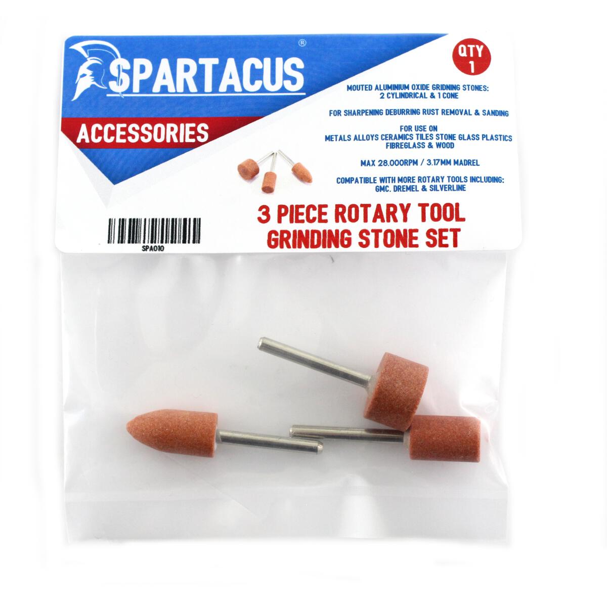 Spartacus Spa010 3 Piece Rotary Tool Grinding Stone Set SPA010 from