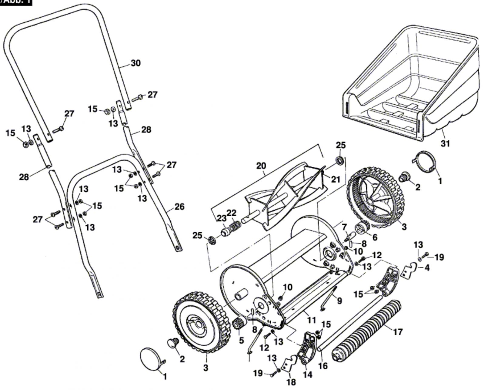 Electric Lawnmower Qualcast Push Mower Spares QUALCAST 38CM MANUAL