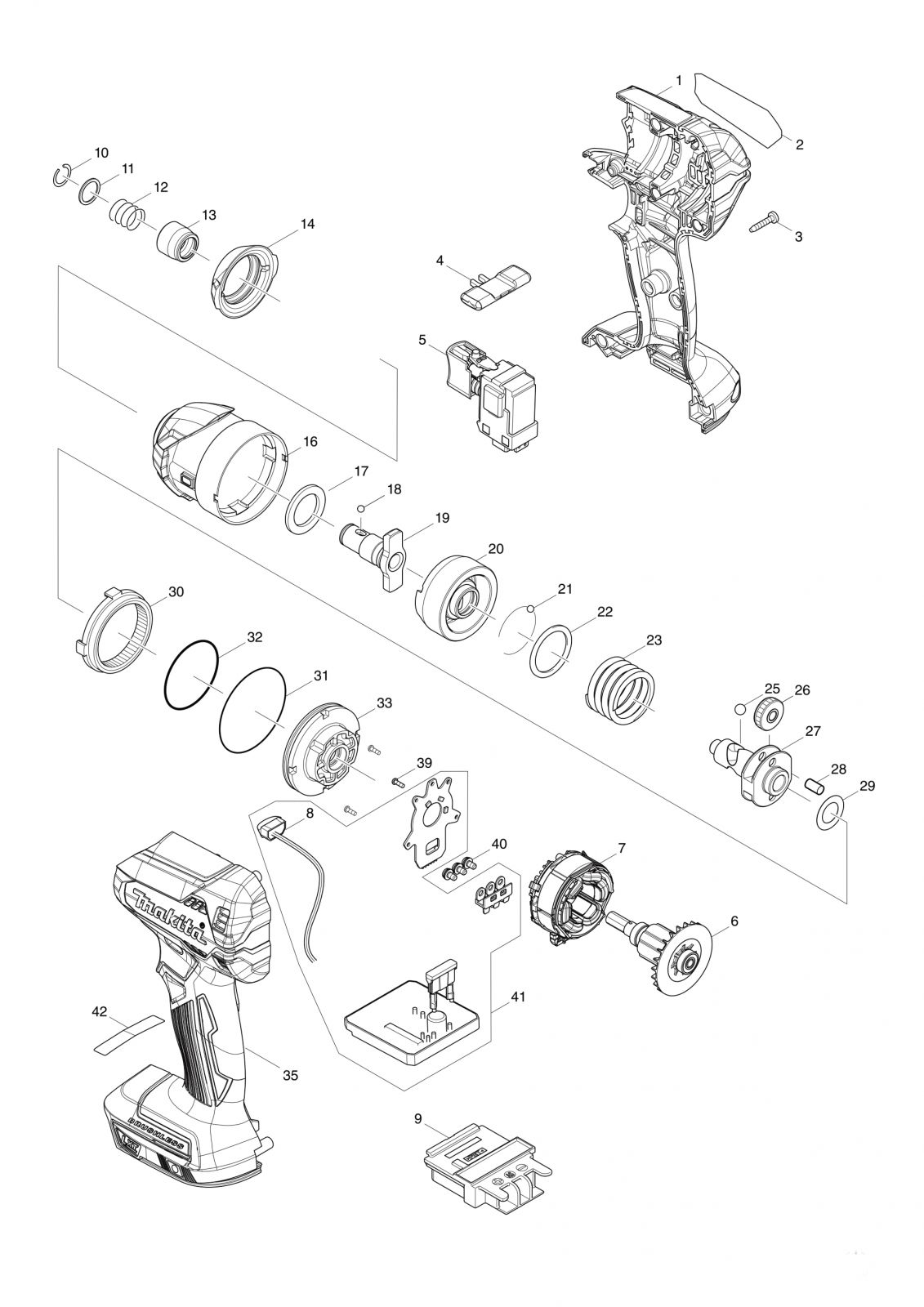 Genuine Makita Switch Assembly 143975-1 – For DTD153, DTD154, DTD155, DTW180, DTW181 Impact Drivers