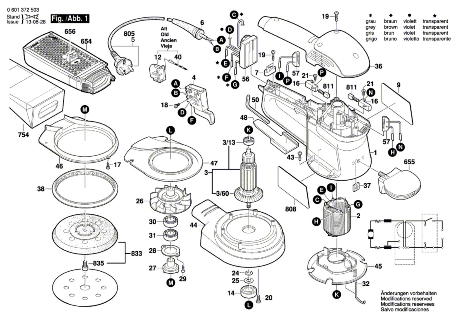 Bosch 0 601 372 503 Gex 125 Ac Random Orbital Sander 230 V / Eu Spare ...