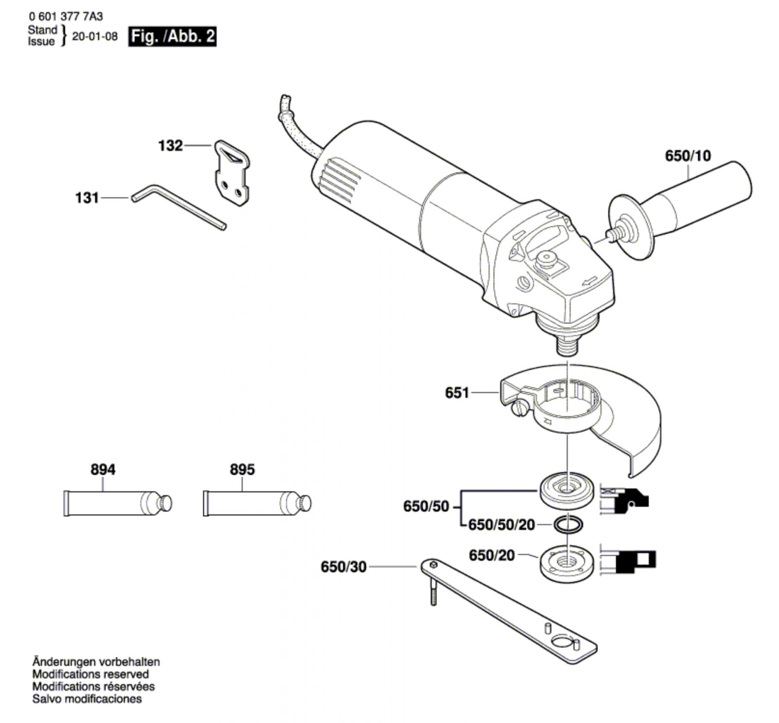 Bosch 0 601 377 7a3 Gws 850 C Angle Grinder 230 V / Eu Spare Parts  