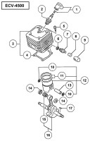 HITACHI ENGINE CHAIN SAW ECV-4500 SPARE PARTS