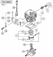 HITACHI ENGINE BRUSH CUTTER TBC-4200DX SPARE PARTS