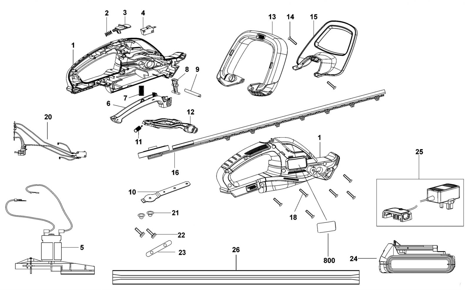Black & Decker Bdht18 Type H1 Cordless Hedge Trimmer Spare Parts SPARE ...