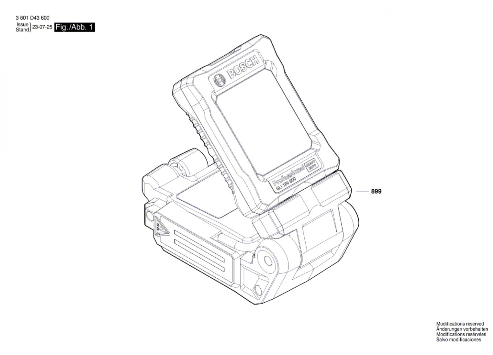 Bosch 3 601 D43 600 Gli 18v800 Hwbatterylamp 18 V / Eu Spare Parts