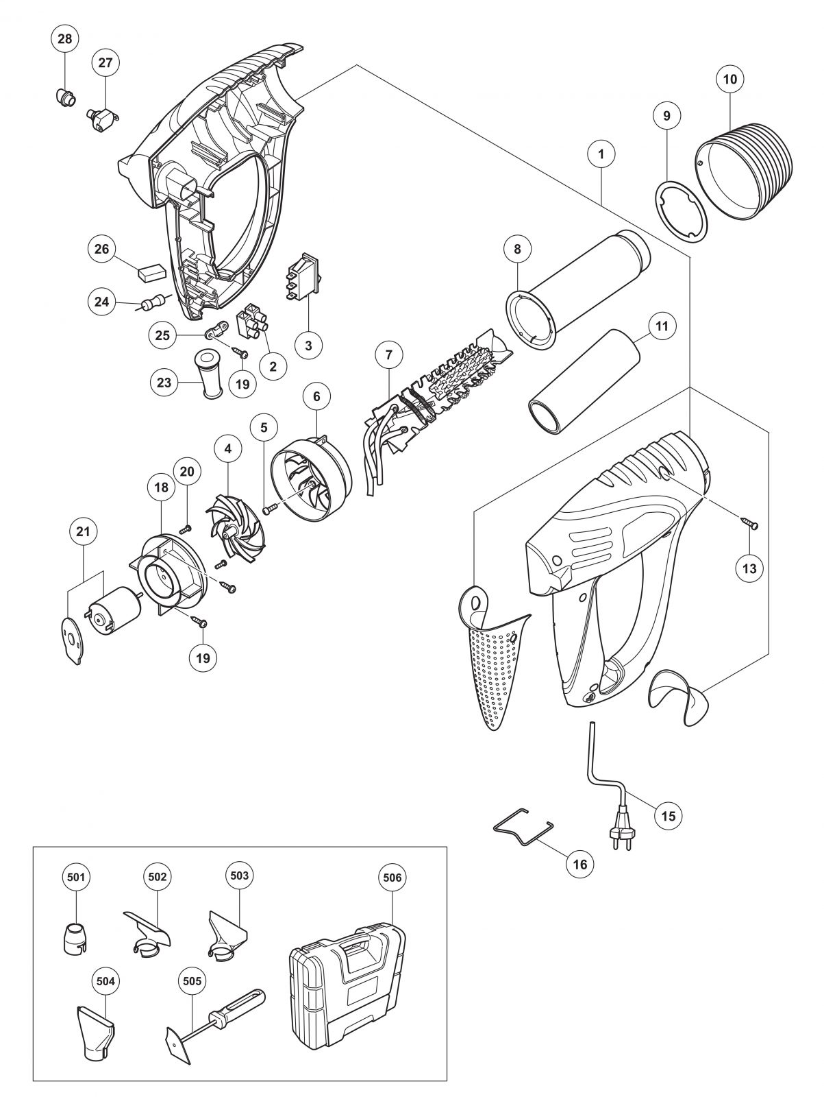 Hikoki Rh600t Heat Gun Spare Parts Spare_RH600T from Spare Parts World