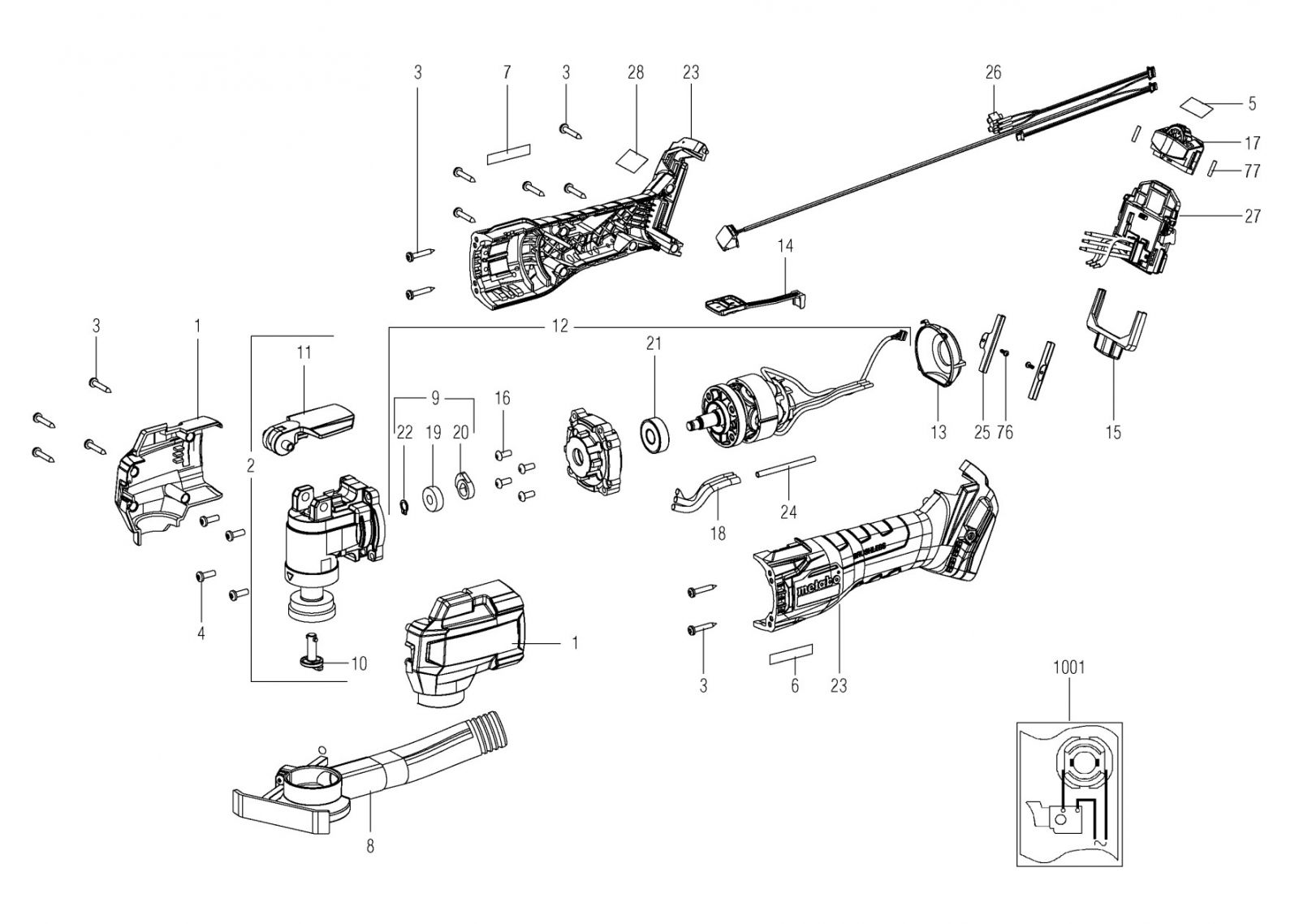 Metabo 13088000 Mt 18 Ltx Bl Qsl Multitool Spare Parts SPARE_13088000 ...