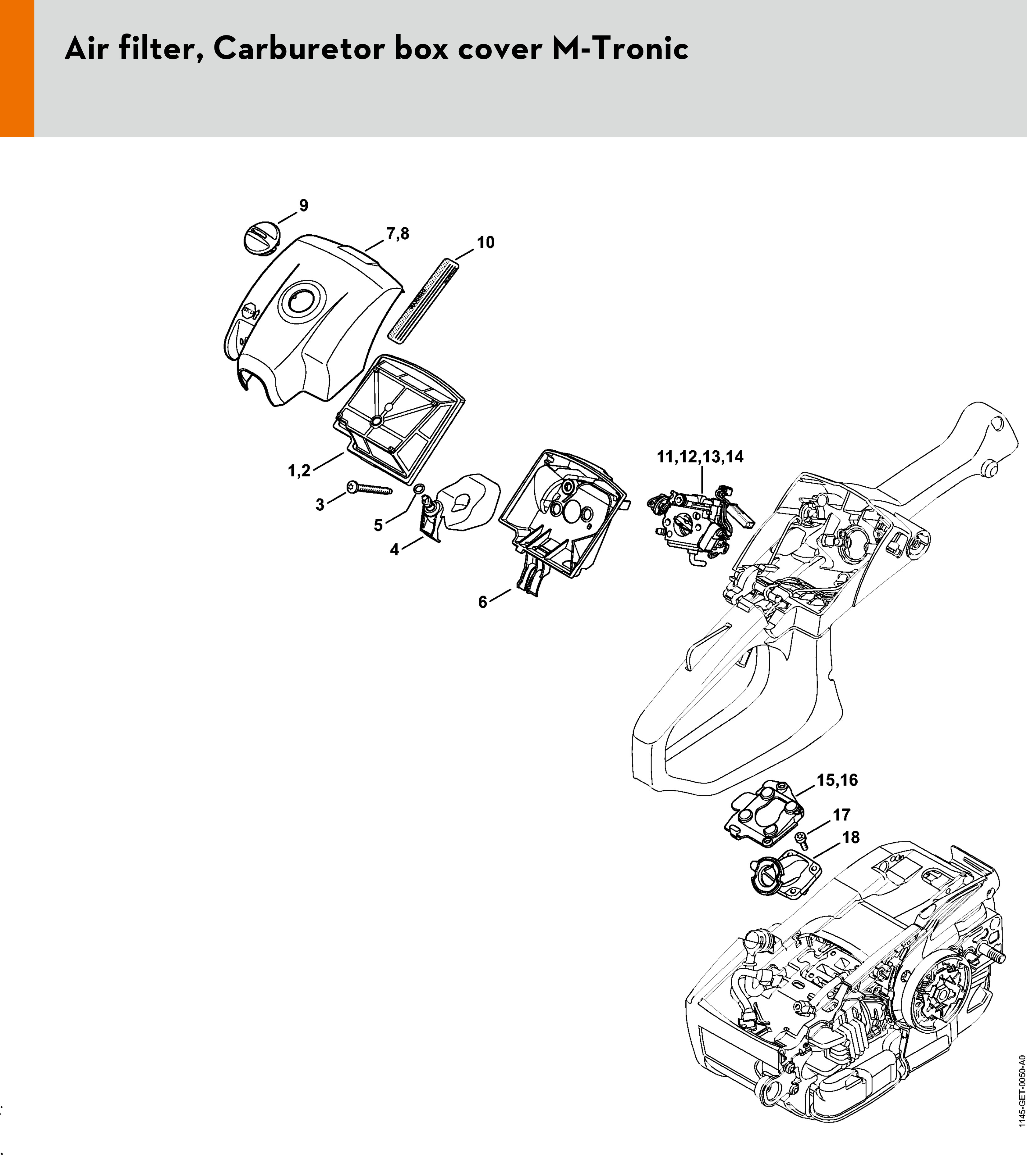 Stihl Ms 201 C-m M-tronic Gasoline Chainsaw Spare Parts 