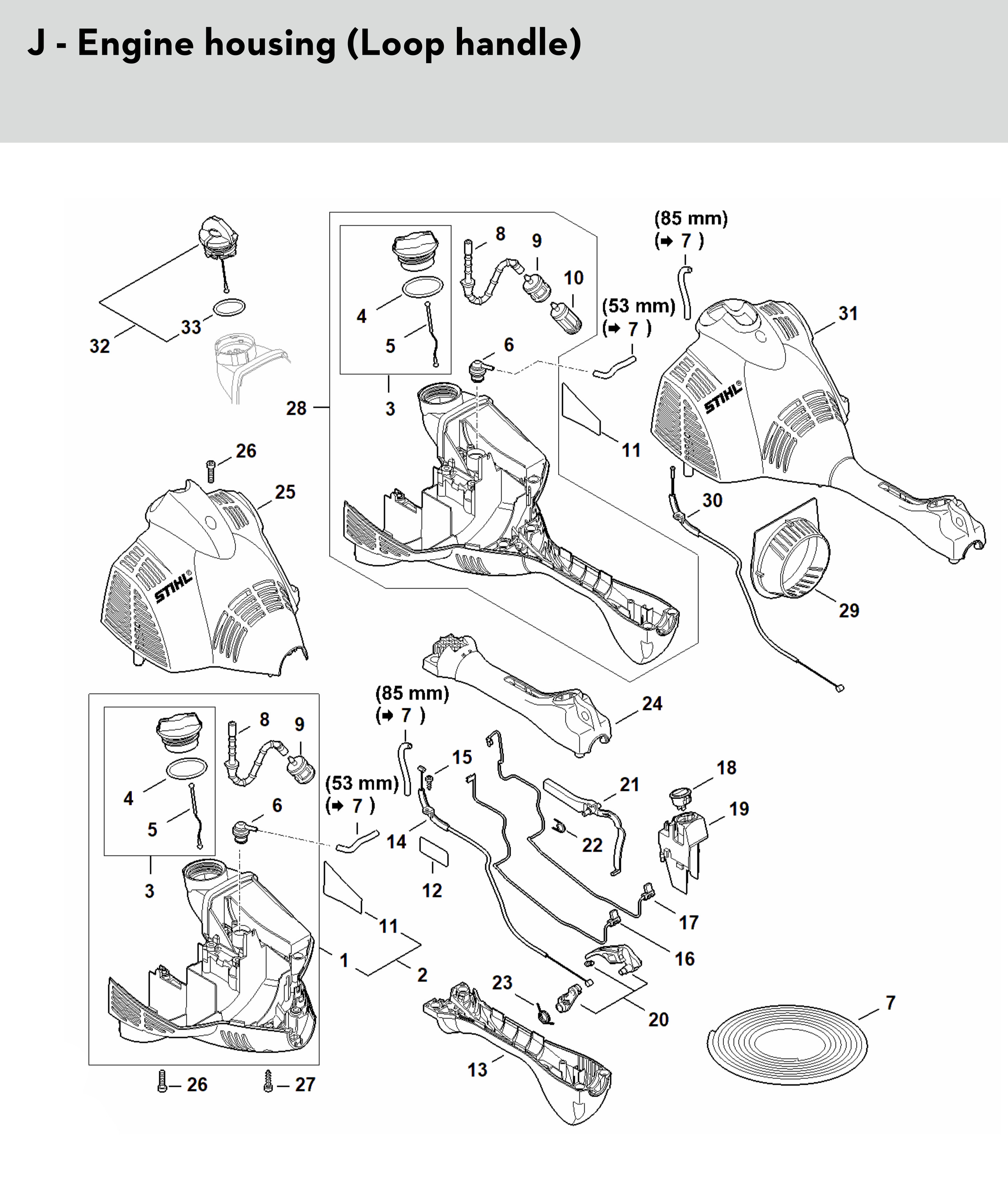 Stihl Fs 56 Rc-e Ergostart Easy2start Loop Handle Brushcutters Spare ...
