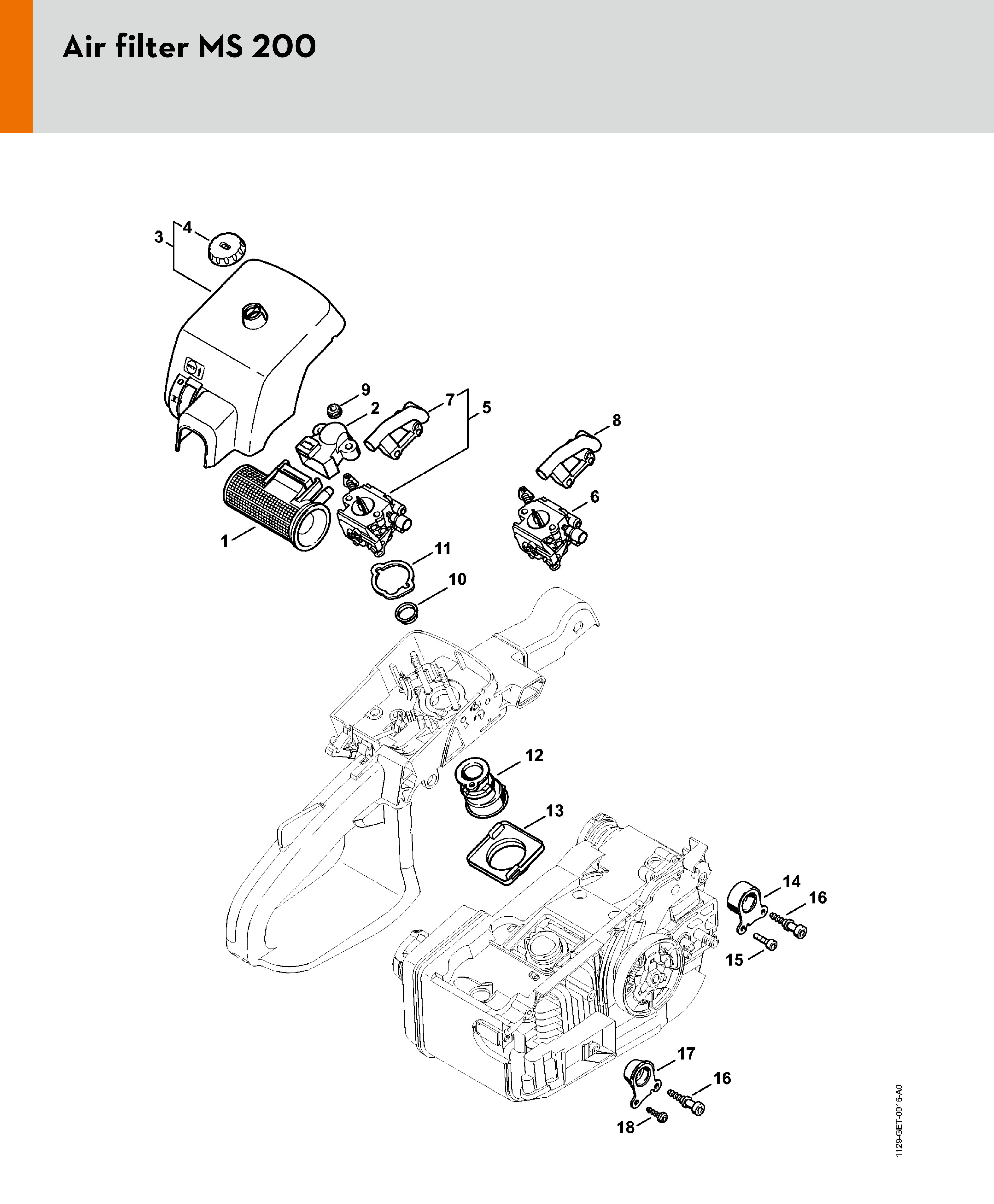 Ms200 Rear Handle Stihl Ms 200 Gasoline Chainsaw Spare Parts SPARE_MS200 from Spare Parts ...