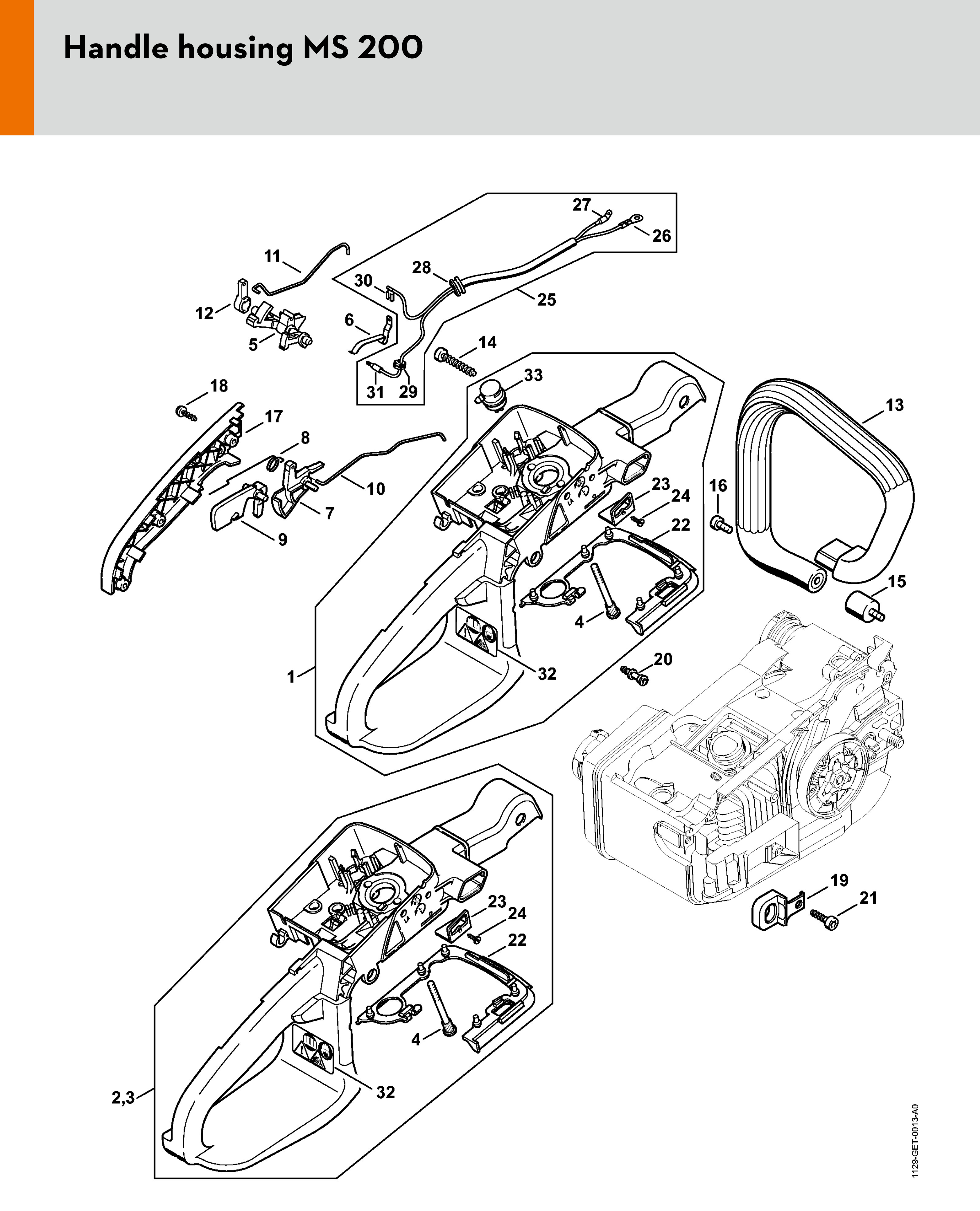 Ms200 Rear Handle Stihl Ms 200 Gasoline Chainsaw Spare Parts SPARE_MS200 from Spare Parts ...