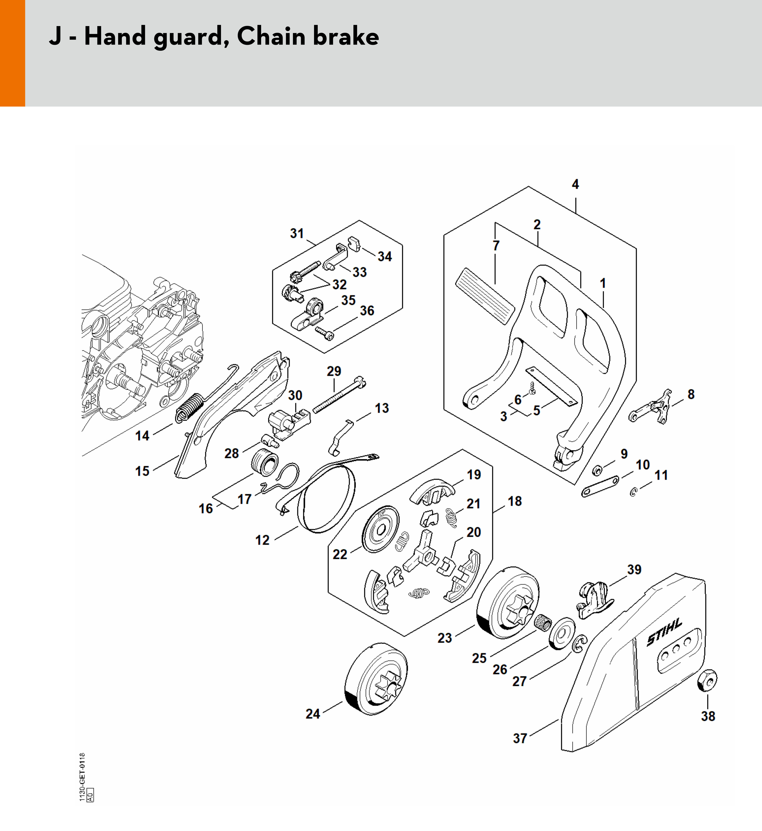 Stihl Ms 180 C-b D Quick Chain Tensioner Catalytic Conerter Gasoline ...
