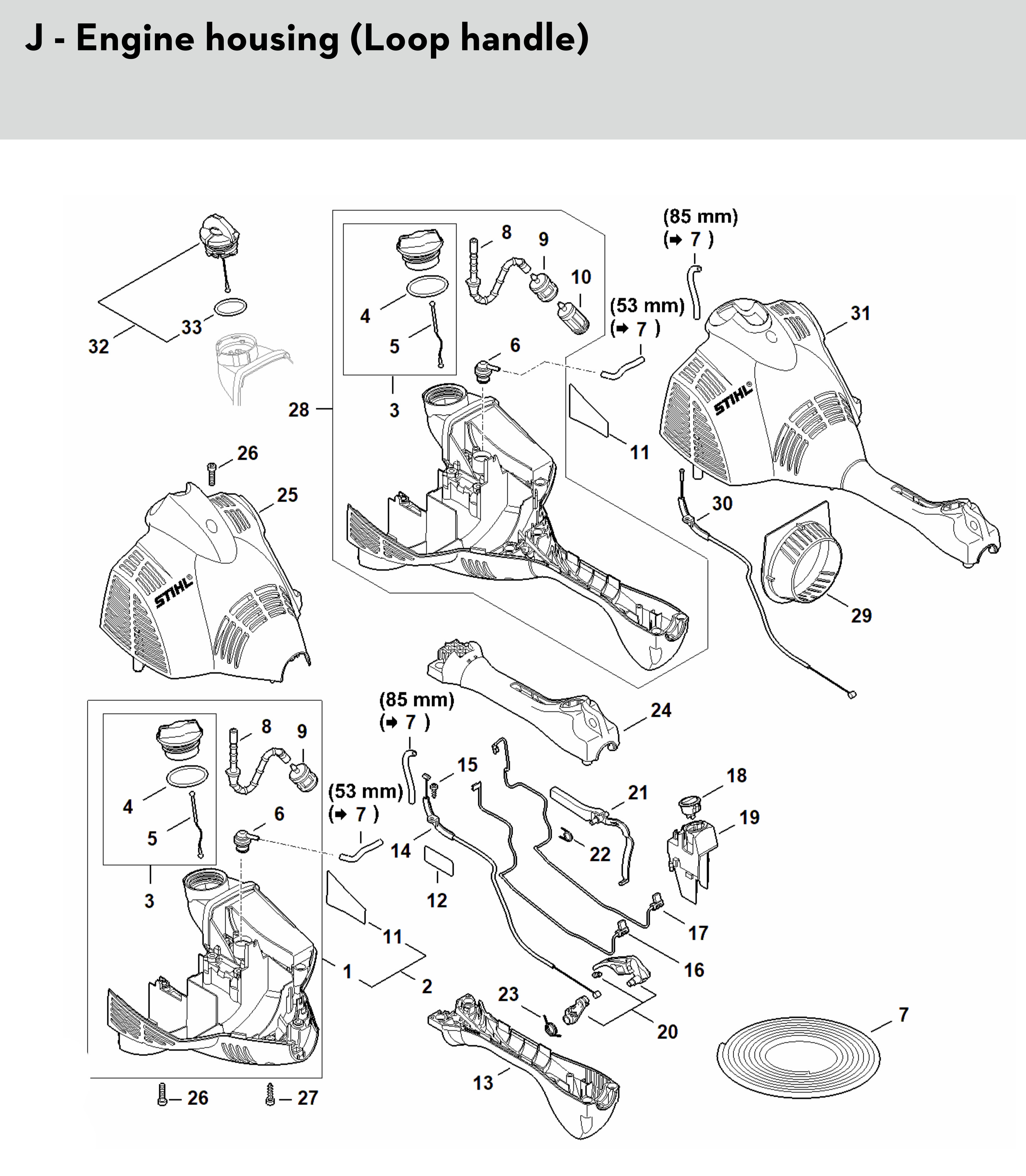 Stihl Fs 56 R Loop Handle Brushcutters Spare Parts SPARE_FS56R from ...