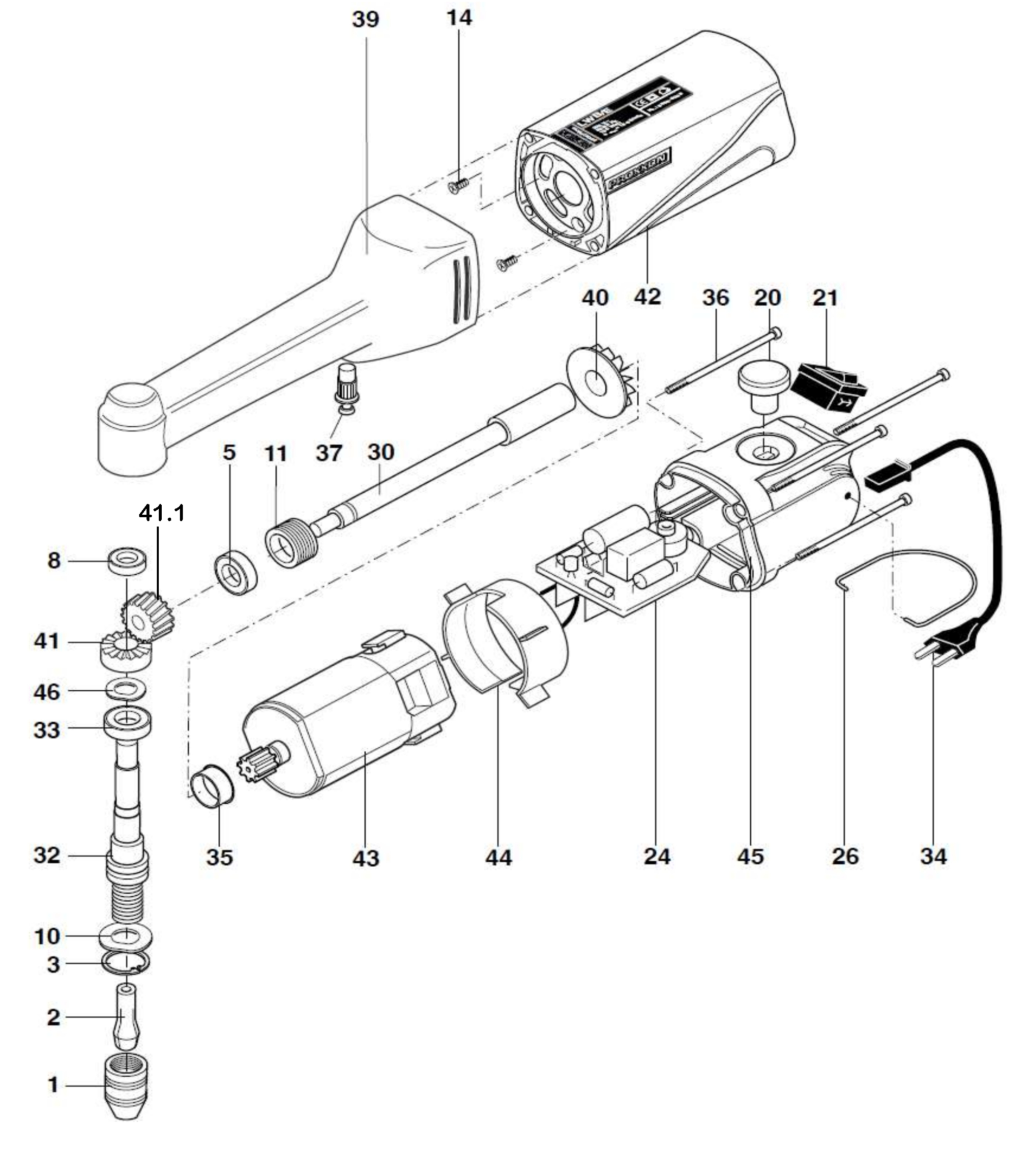 Proxxon 28492 Lwbe Lwb E Long Neck Angular Drill Grinder Spare Parts ...