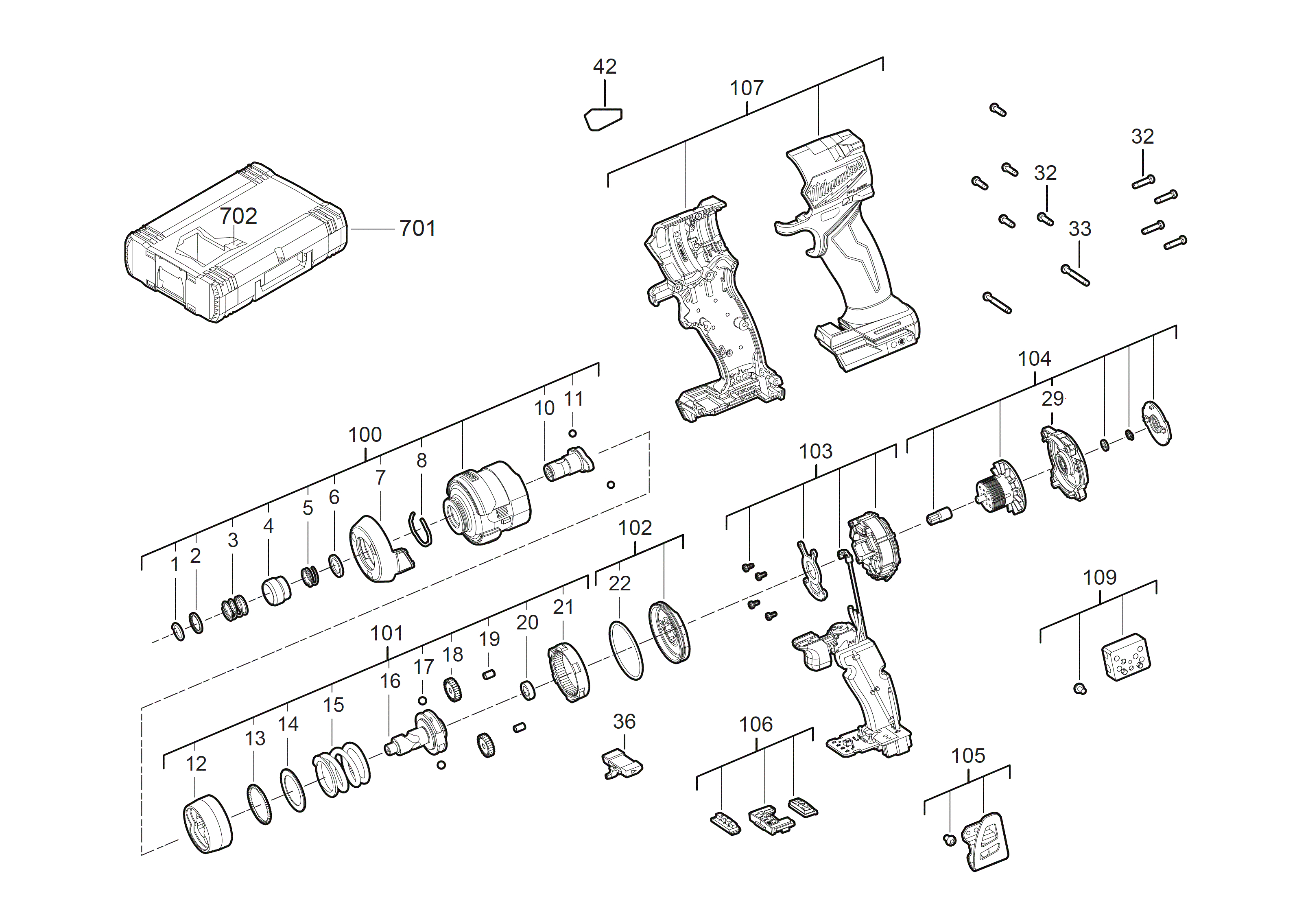 Milwaukee 4000481284 M18fid3-0x Impact Driver Gen 4 Spare Parts SPARE ...