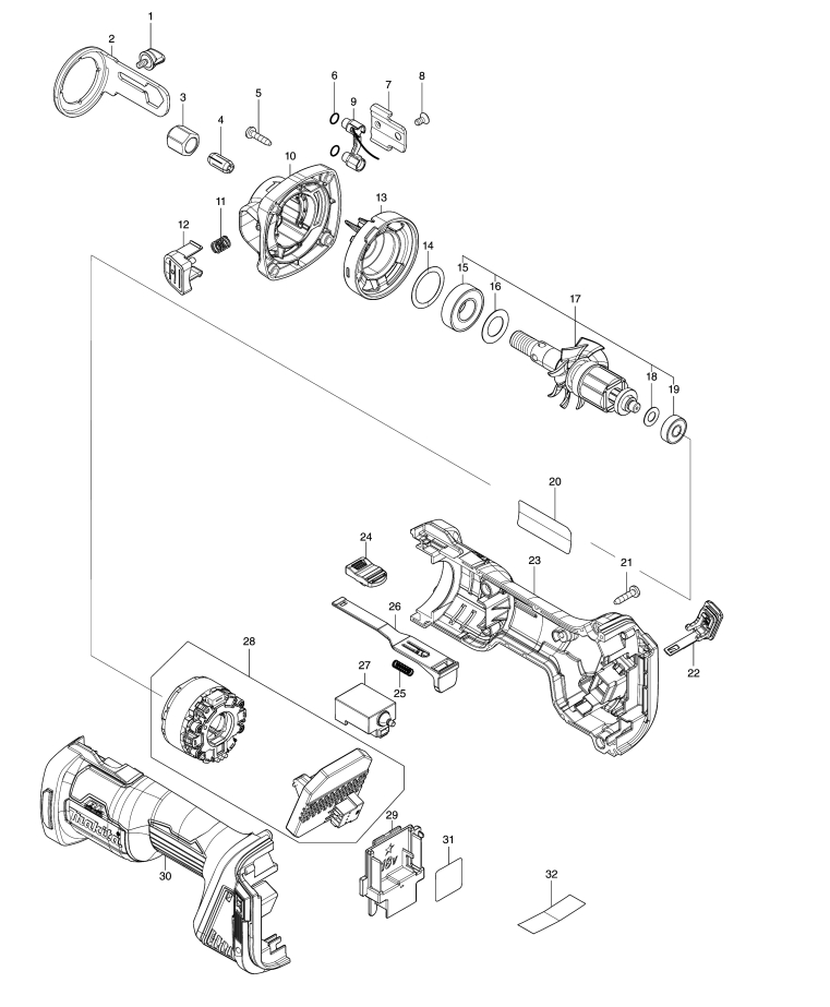 Makita Dco181 Cordless Drywall Cutter Cut-out Tool Spare Parts SPARE_DCO181  from Spare Parts World