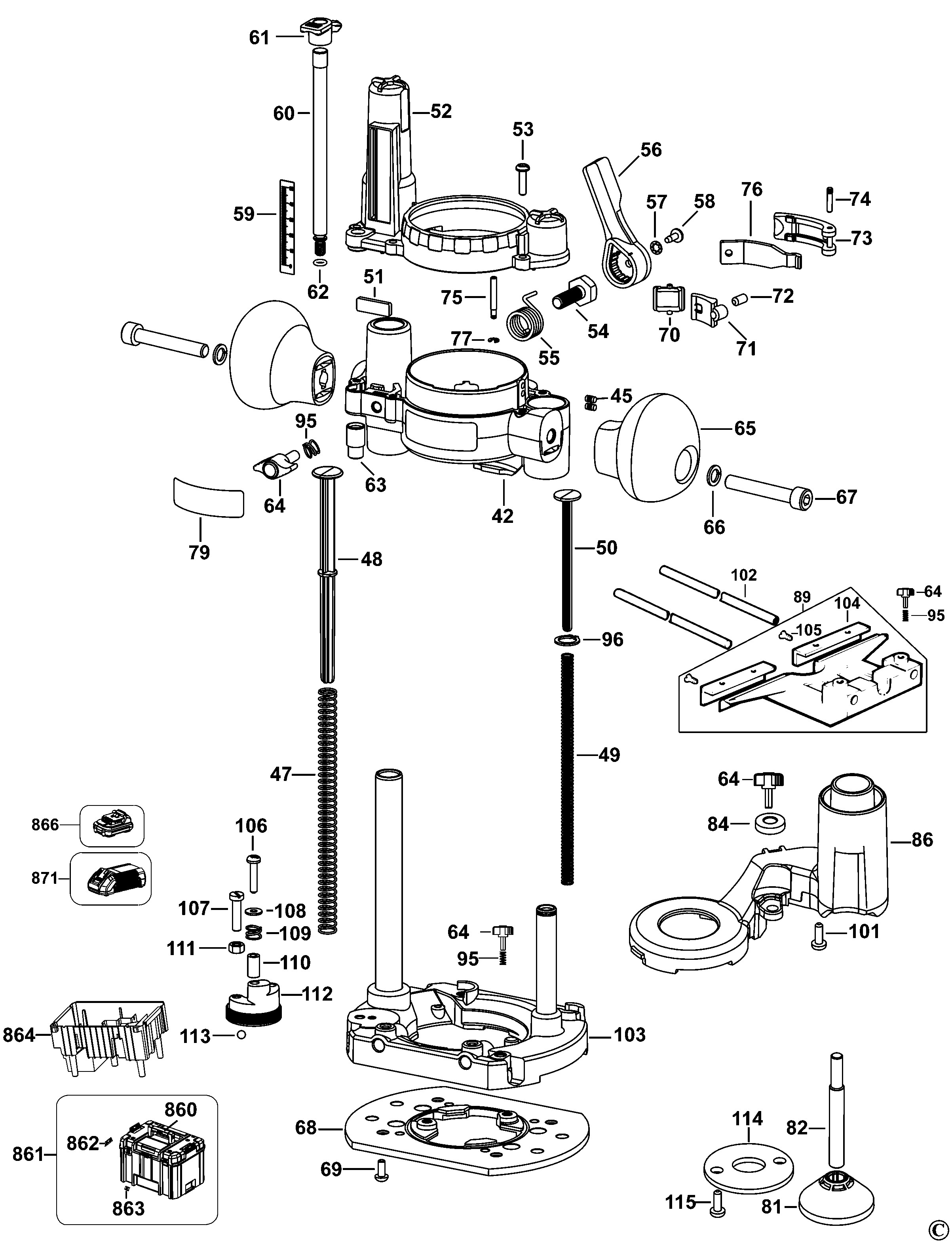 Dewalt  18v Brushless Cordless Router Type 1 Spare Parts SPARE .