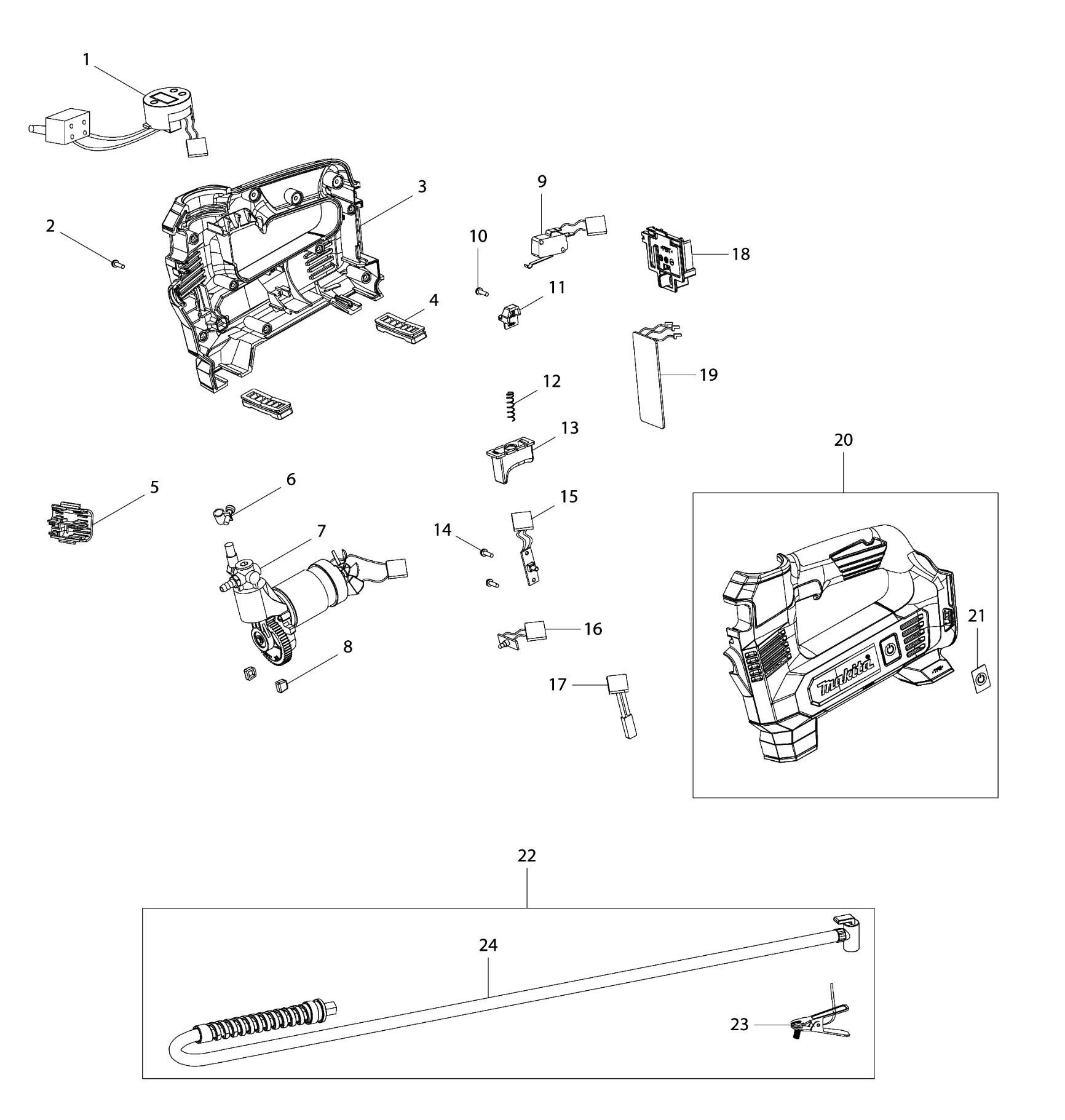 Makita Dmp180 Cordless Inflator Spare Parts SPARE_DMP180 from Spare .