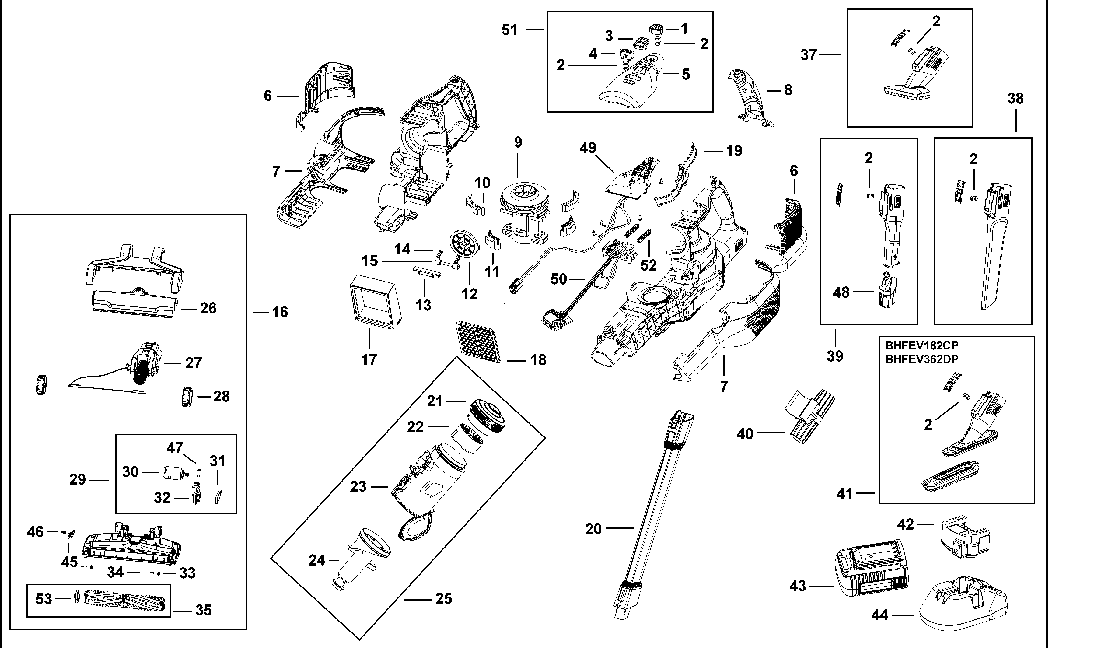 Black & Decker Bhfev18 Type H1 Stick Vac Spare Parts SPARE_BHFEV182B .