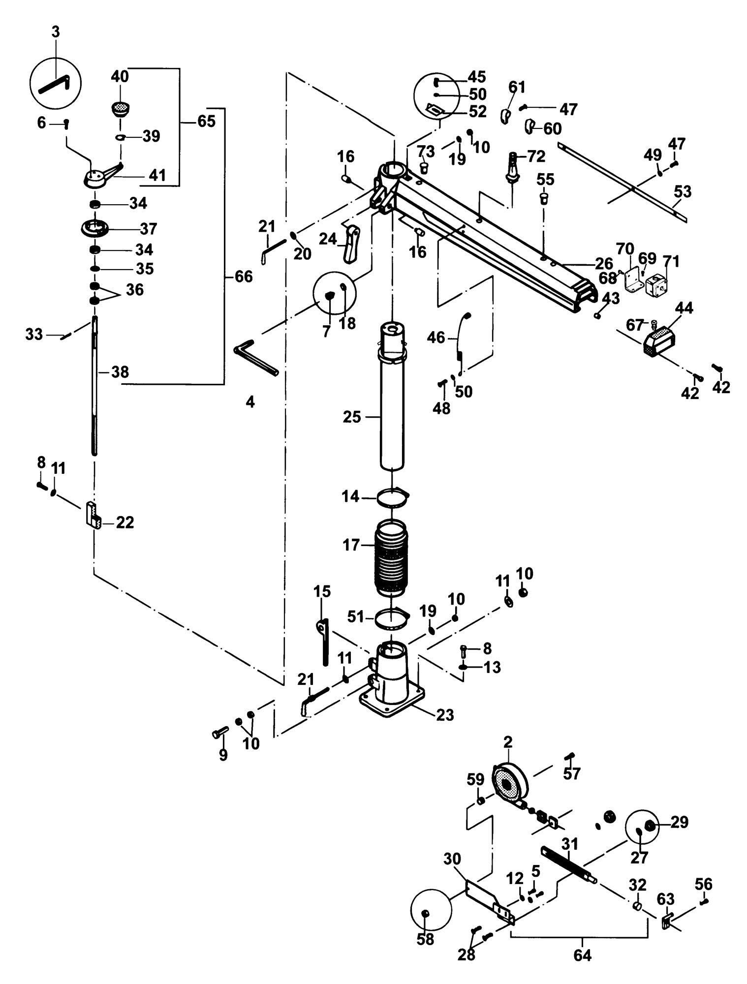 Dewalt Dw728 Radial Arm Saw type 1 Spare Parts SPARE DW728 TYPE 1 from Spare Parts World