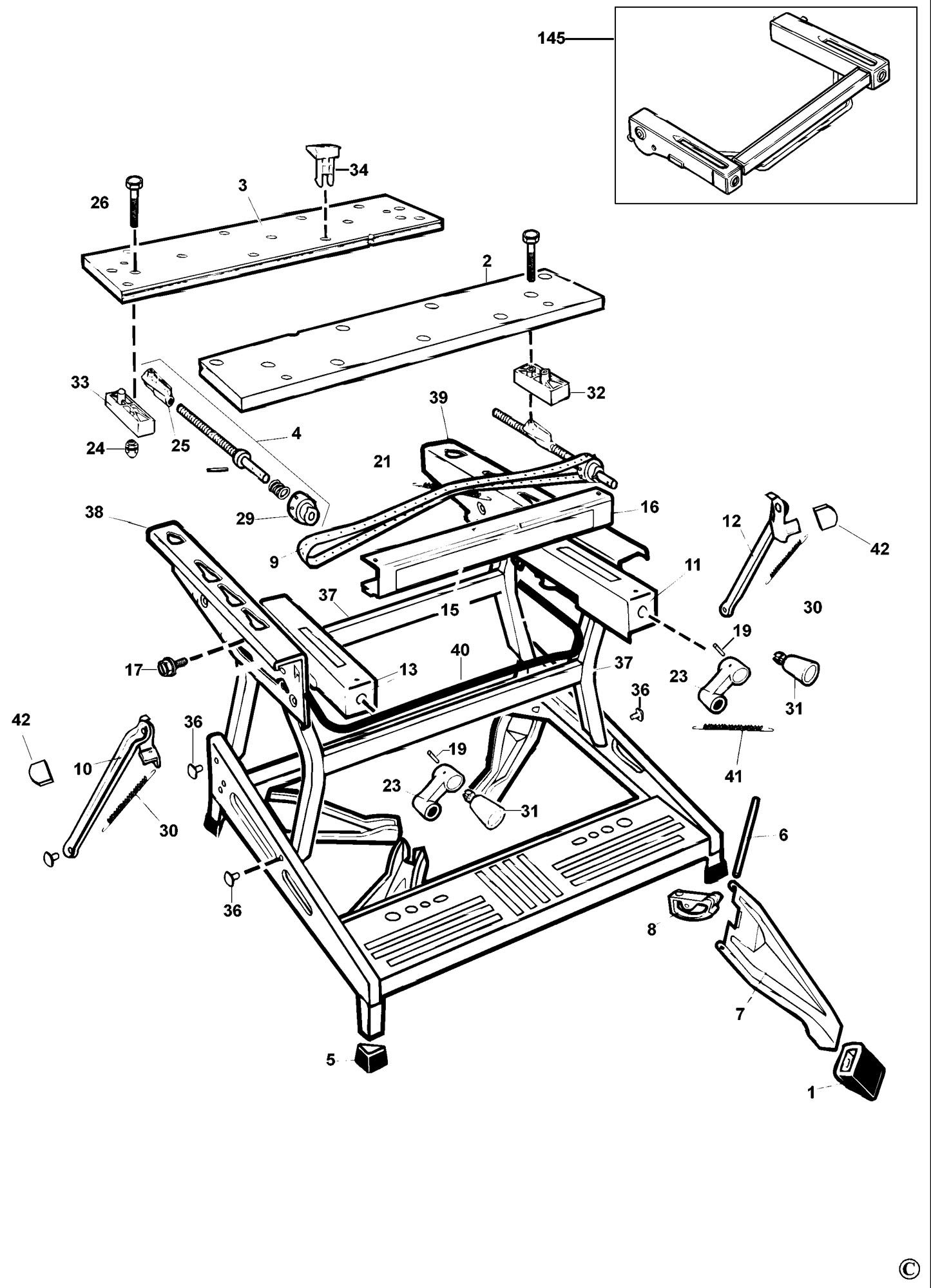 BLACK & DECKER WM825 WORKMATE (TYPE 1) Spare Parts