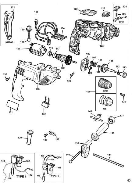 BLACK & DECKER KD355RE DRILL (TYPE 1) Spare Parts