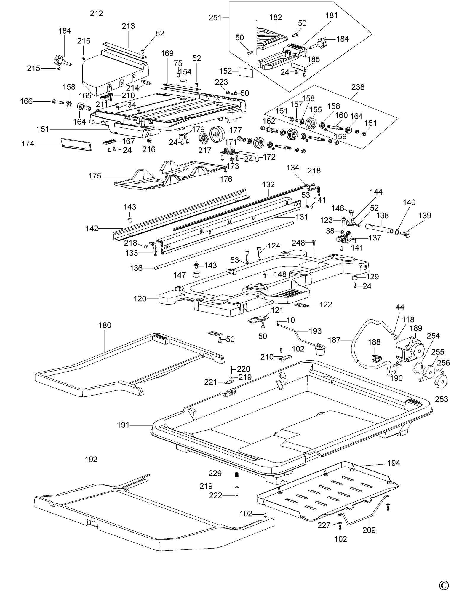 Dewalt D24000 Tile Cutter (type 1) Spare Parts SPARE_D24000/TYPE_1 from