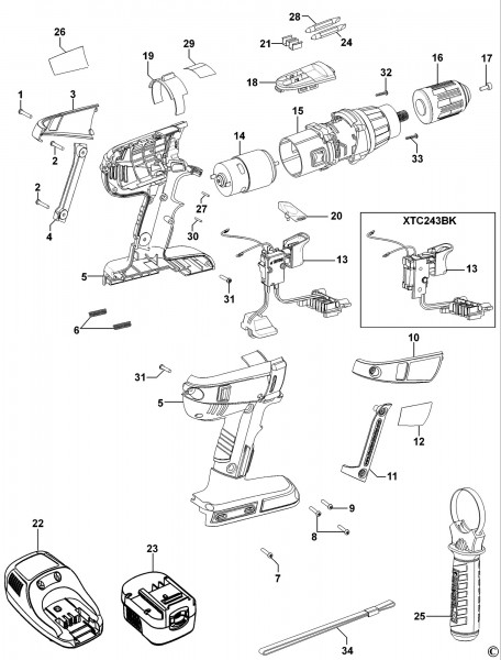 Image of Black & Decker XTC243BK cordless drill