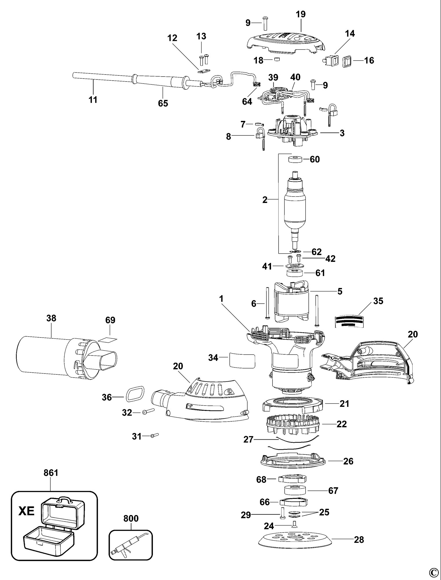 reaktion Kollegium erindringsmønter Dewalt D26453 Random Orbit Sander (type 1) Spare Parts SPARE_D26453/TYPE_1  from Spare Parts World