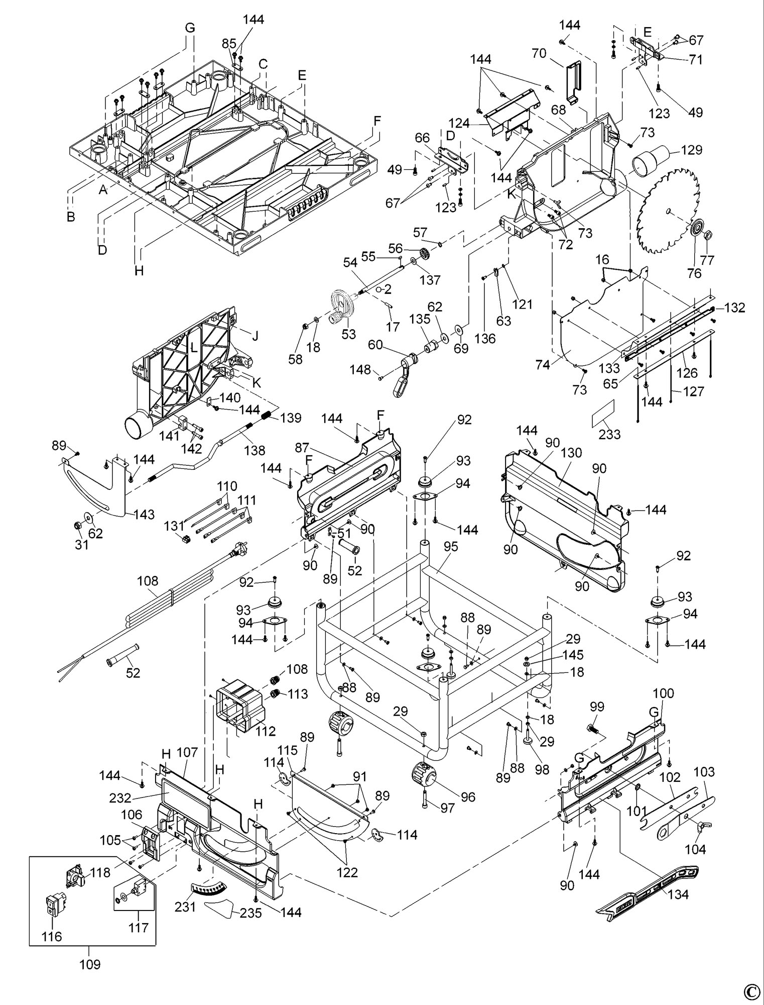 Dewalt DW745 Table Saw Replacement Fence Assembly - 1