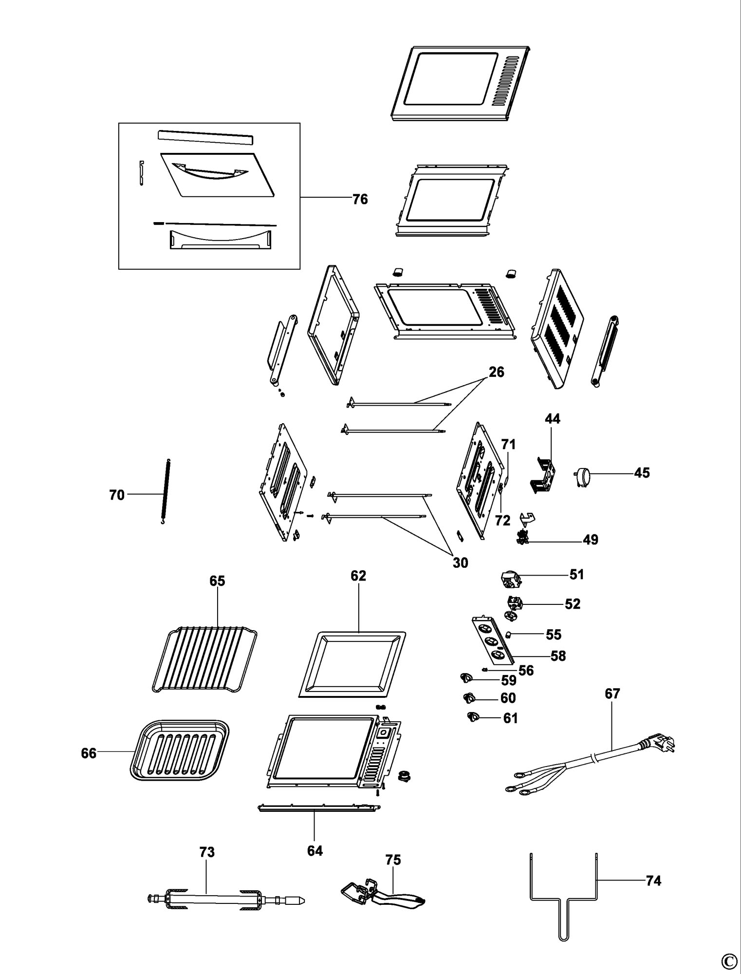 BLACK & DECKER TRO50 TOASTER OVEN (TYPE 1) Spare Parts