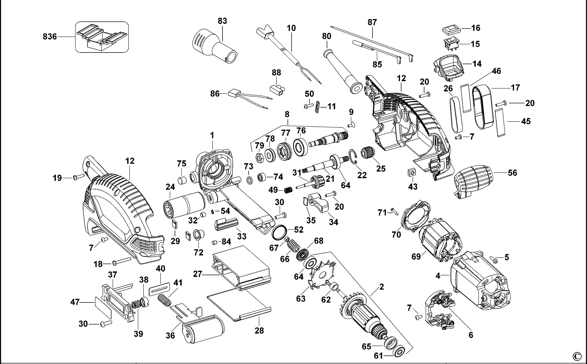 definitive Forretningsmand effektiv Dewalt D26480 Belt Sander (type 1) Spare Parts SPARE_D26480/TYPE_1 from  Spare Parts World