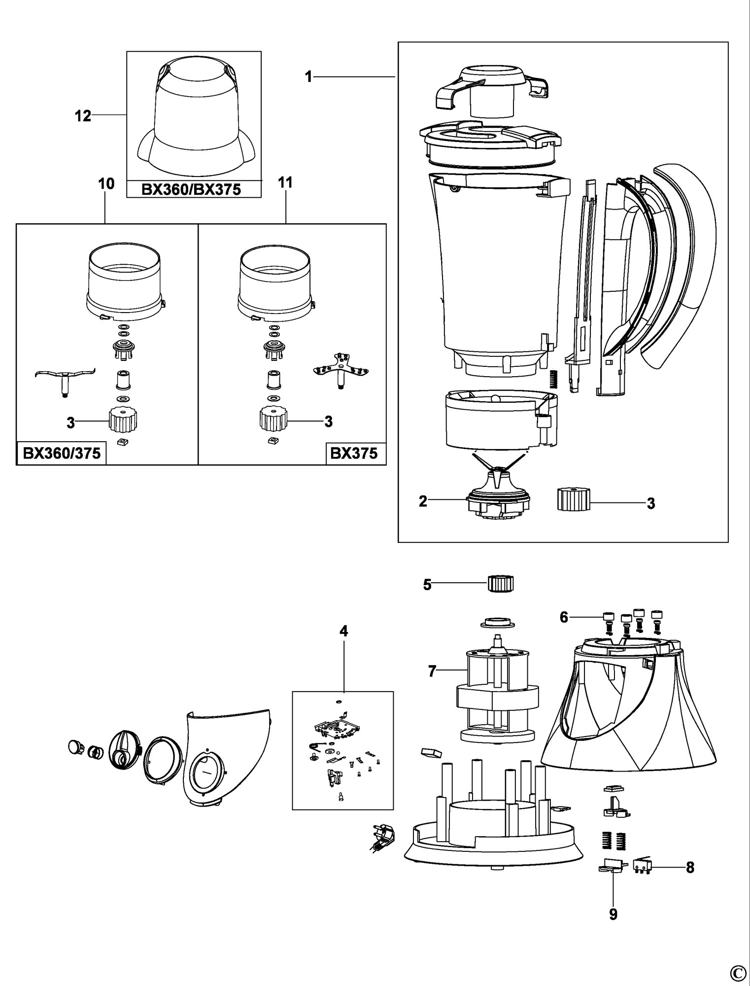 Billedhugger Mariner faldt Black & Decker Bx375 Blender (type 1) Spare Parts SPARE_BX375/TYPE_1 from  Spare Parts World