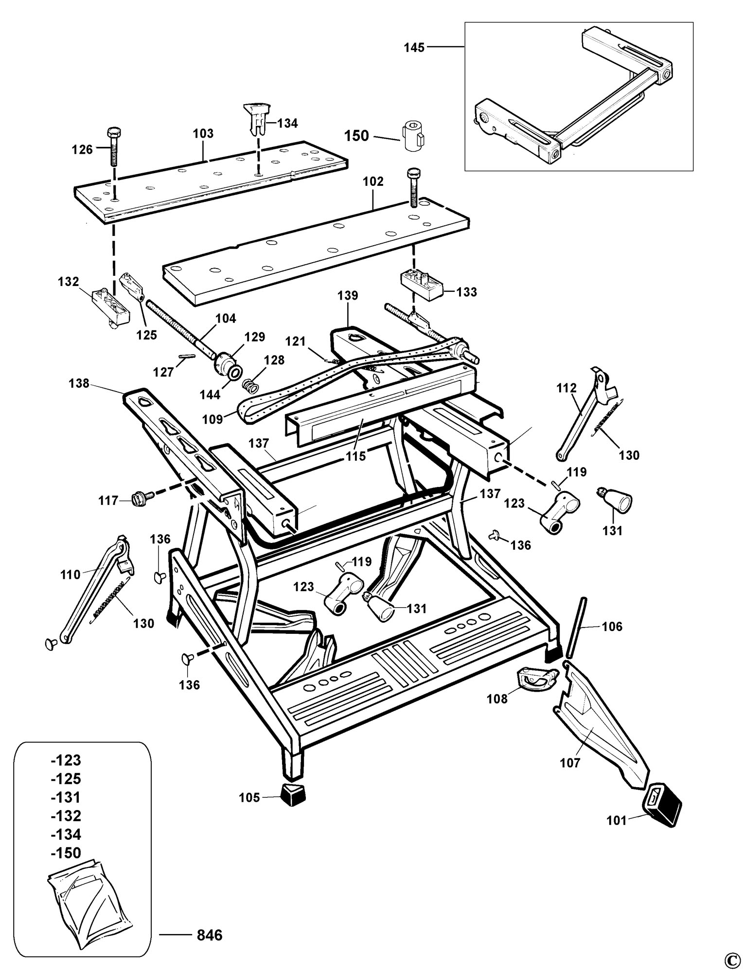 Black & Decker Wm550 Workmate (Type 1) Spare Parts Spare Parts