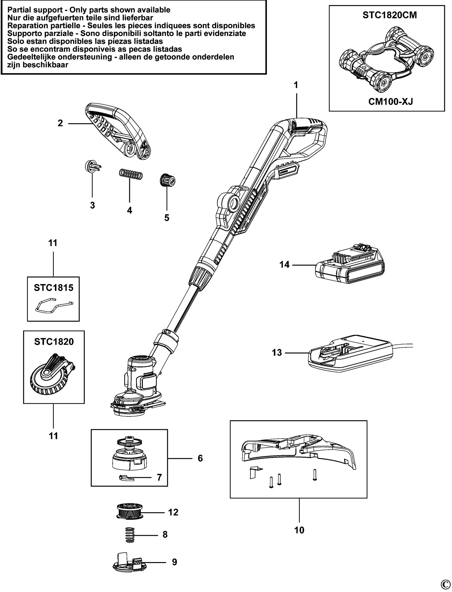 BLACK & DECKER STC1820 CORDLESS STRING TRIMMER (TYPE 1) Spare Parts