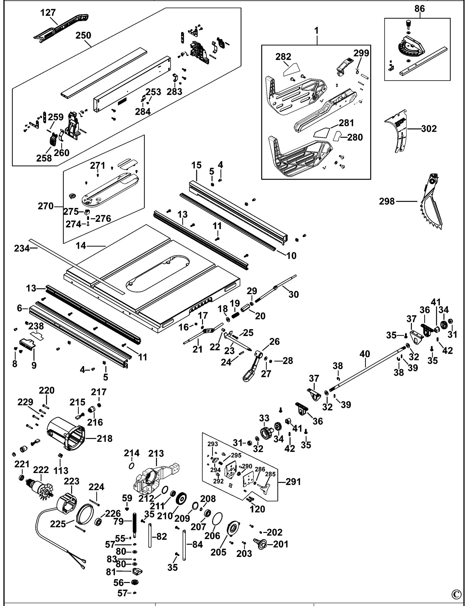 Dewalt Dw745-xe Table Saw (type 4) Spare Parts SPARE_DW745-XE/TYPE_4 from  Spare Parts World