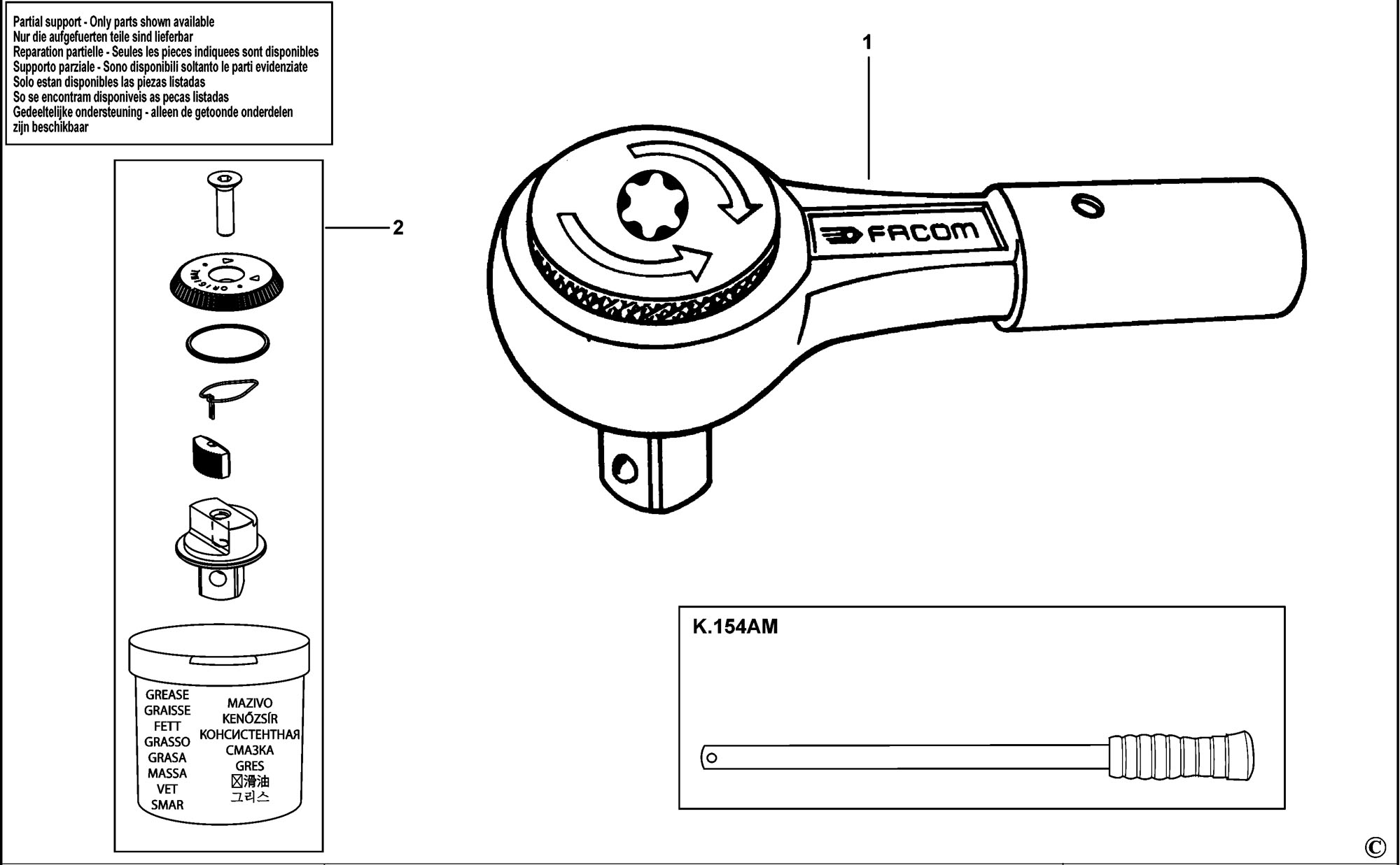 Série camion 3/4“ Facom cliquet réversible K.151B