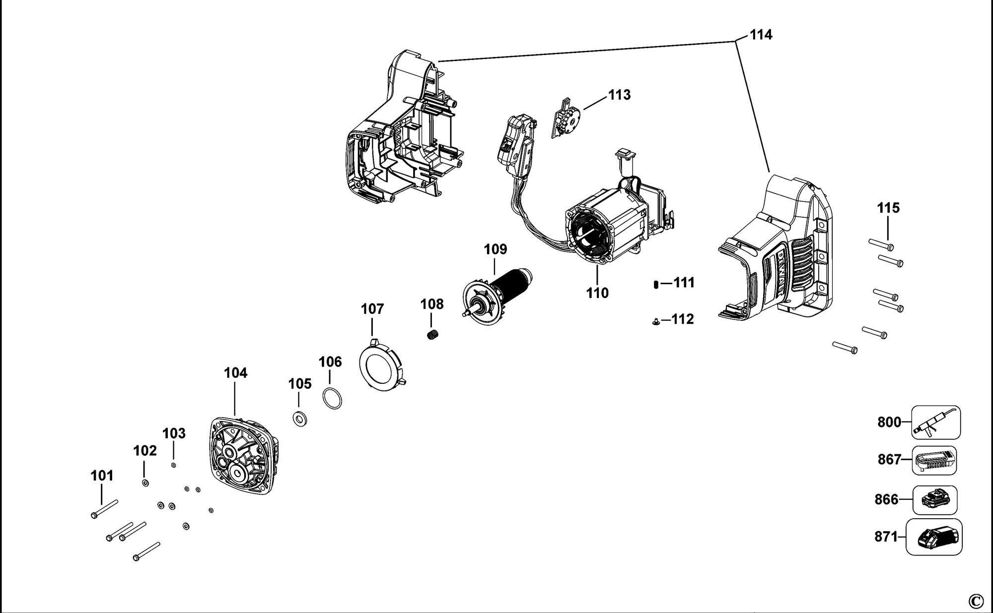 Dewalt Dcd240 Mixer type 1 Spare Parts SPARE DCD240 TYPE 1 from Spare Parts World
