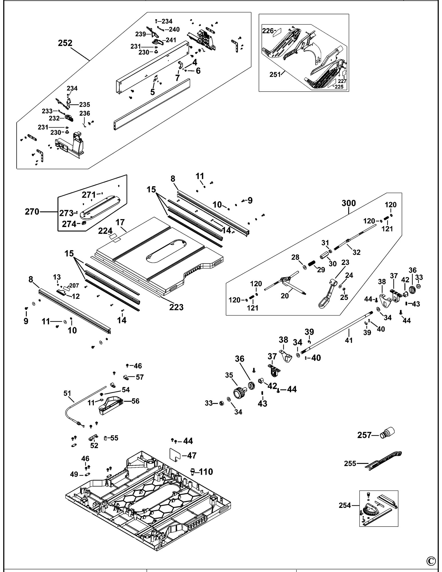 Dewalt Dwe7492 Table Saw 1) Spare Parts SPARE_DWE7492/TYPE_1 from Spare Parts World