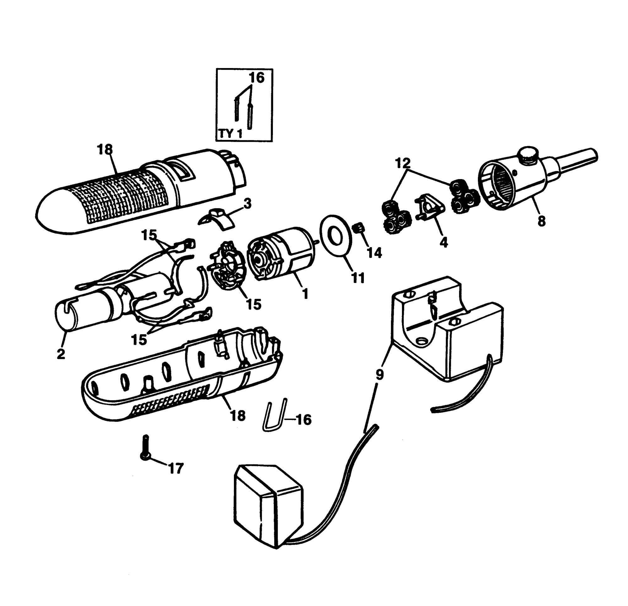 Black Decker 9018 Powerdriver type 1 Spare Parts SPARE 9018 TYPE 1 from Spare Parts World