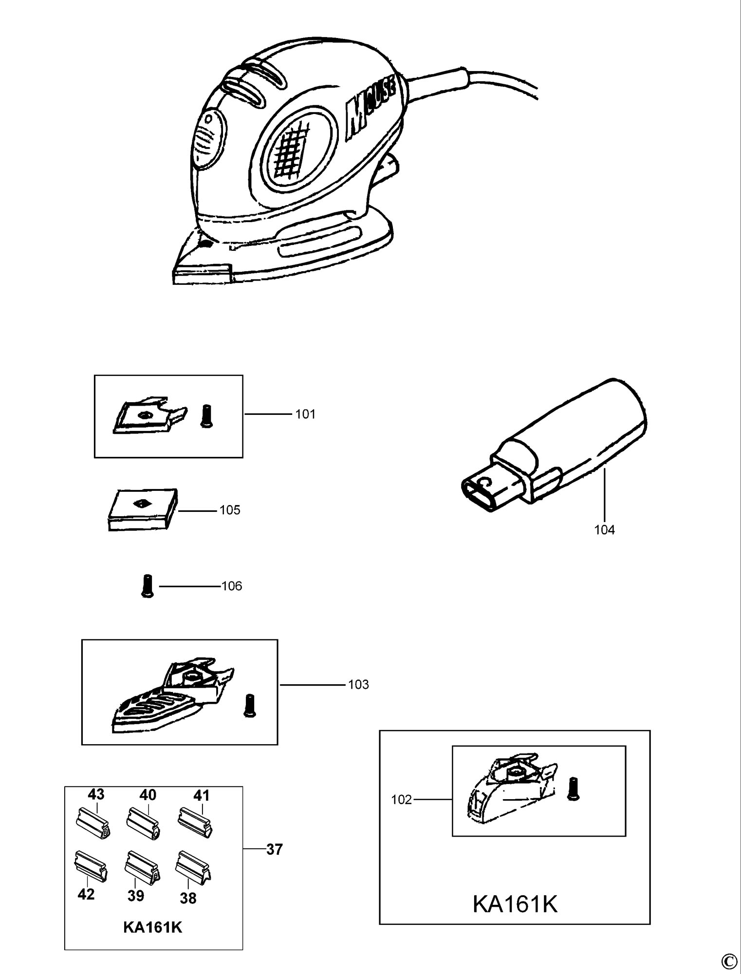 Black & Decker Ka161 Sander (type 1) Spare Parts SPARE_KA161/TYPE_1 from Spare  Parts World