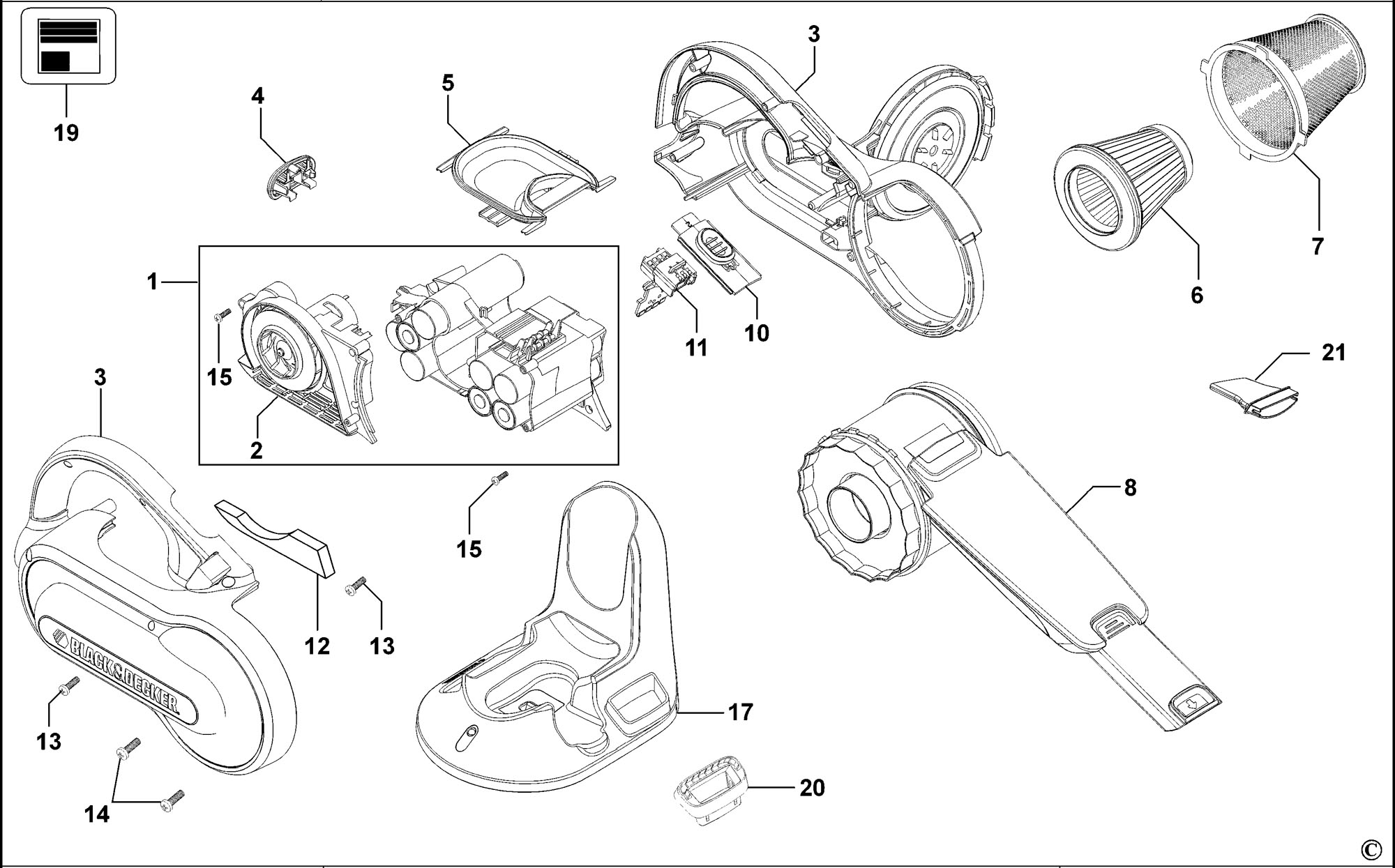 Black & Decker Pv1405 Dustbuster (type H1) Spare Parts SPARE_PV1405/TYPE_H1  from Spare Parts World